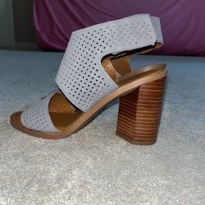 light blue + wood heels